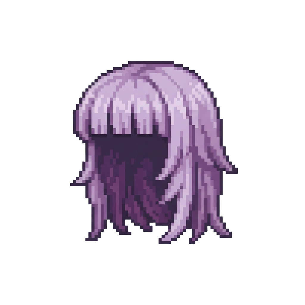 A Lavender Medium Shag with Straight Bangs