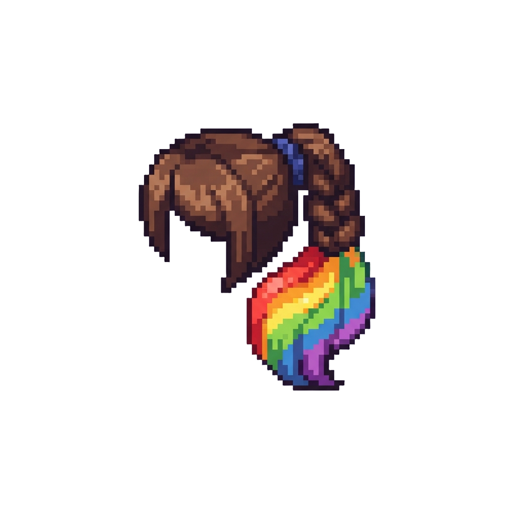 A Vibrant Rainbow-tipped Ponytail