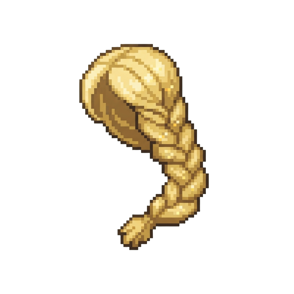 A Dramatic Floor-length Blonde Braid with Golden Sparkles