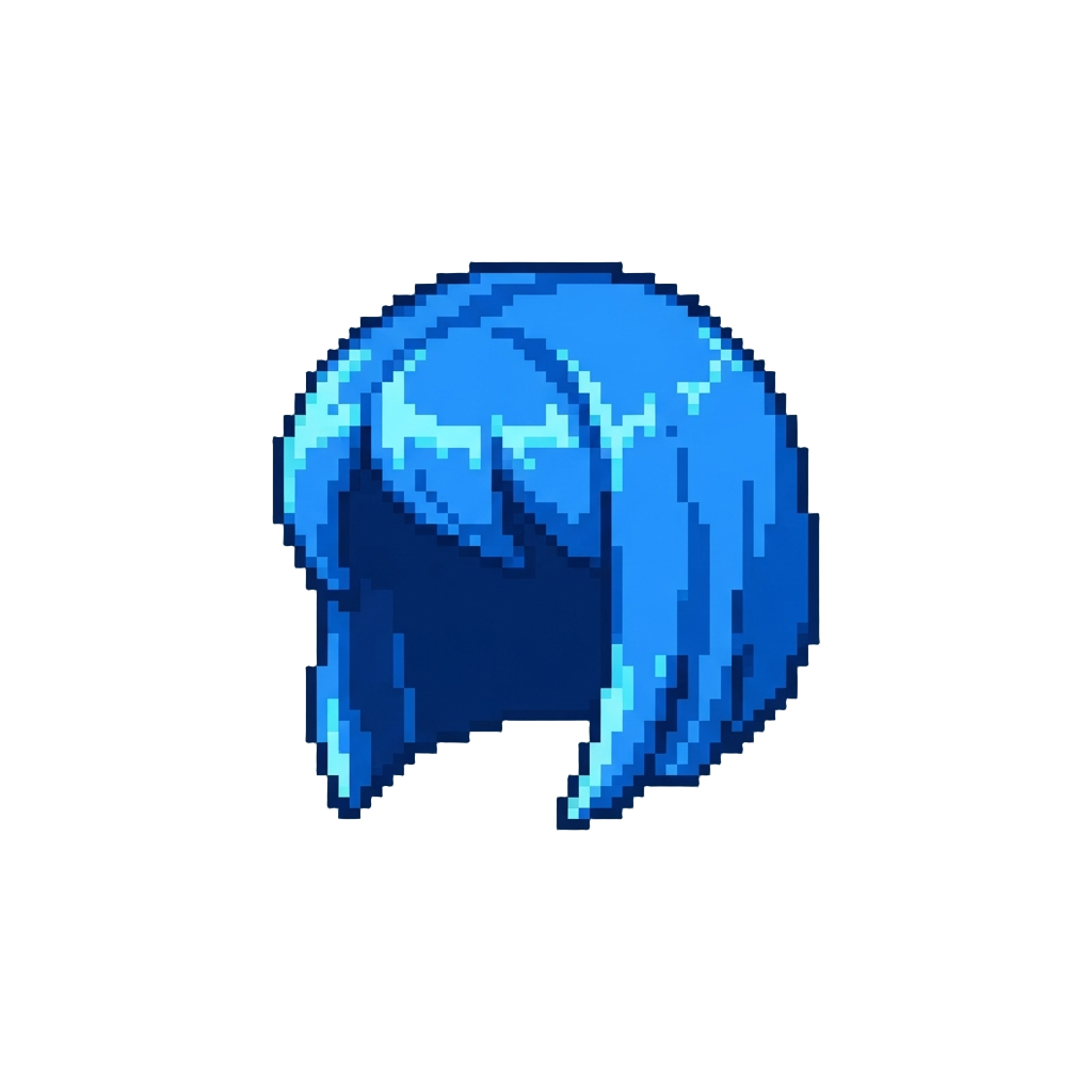 A Sleek Electric Blue Bob with Glowing Highlights