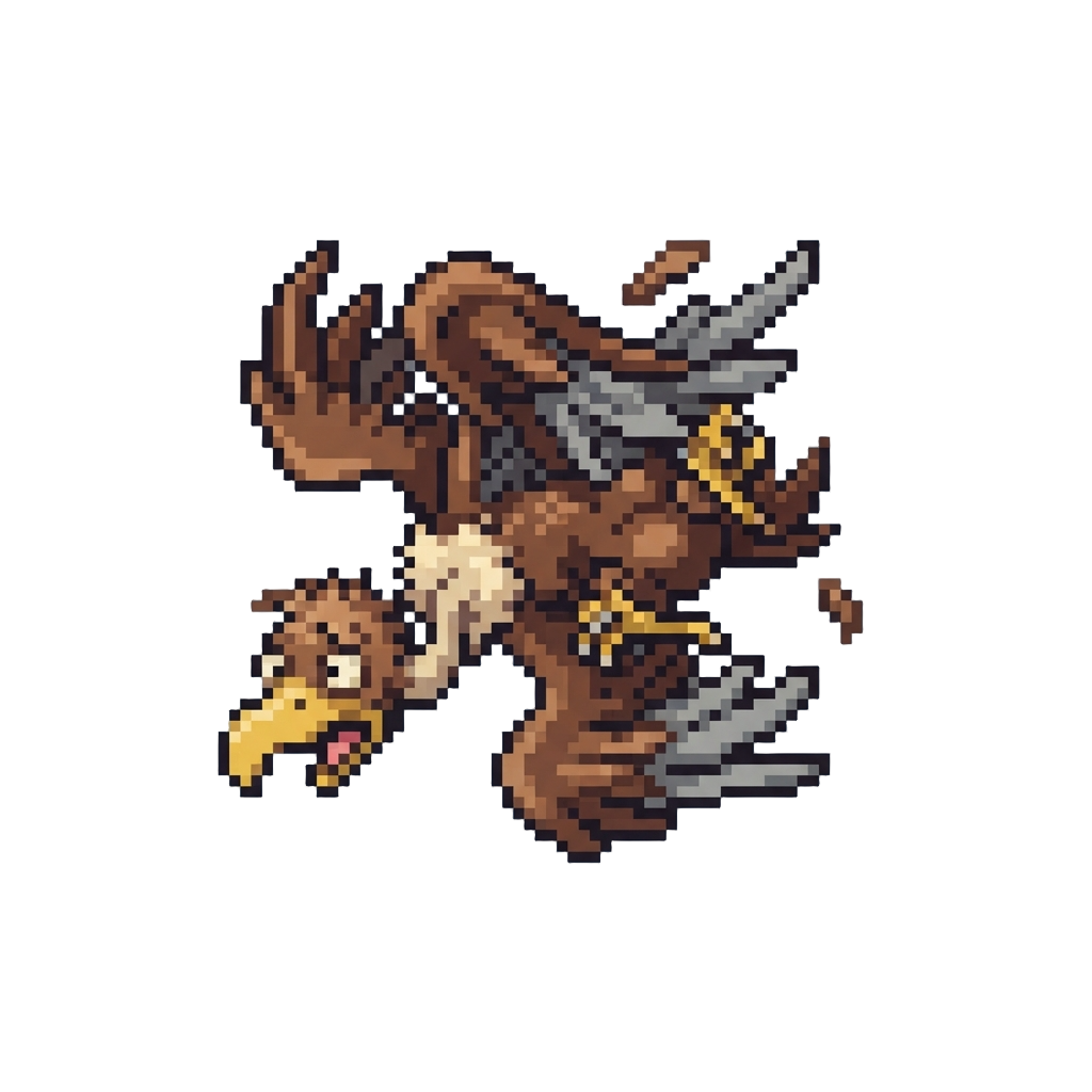 Beaky Buzzard Swooping in Clumsily and Tangling His Own Wings