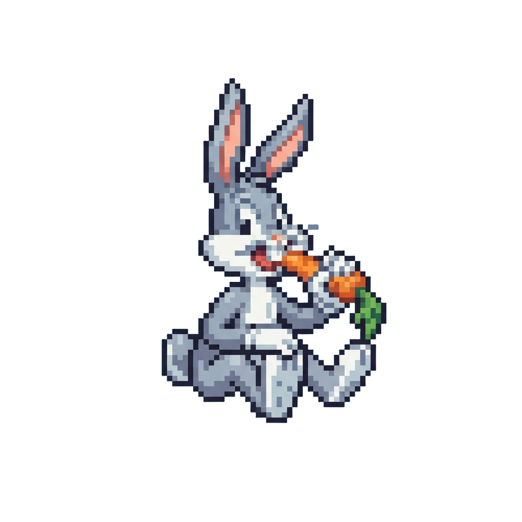 Bugs Bunny Munching a Carrot After Outfoxing the Trap