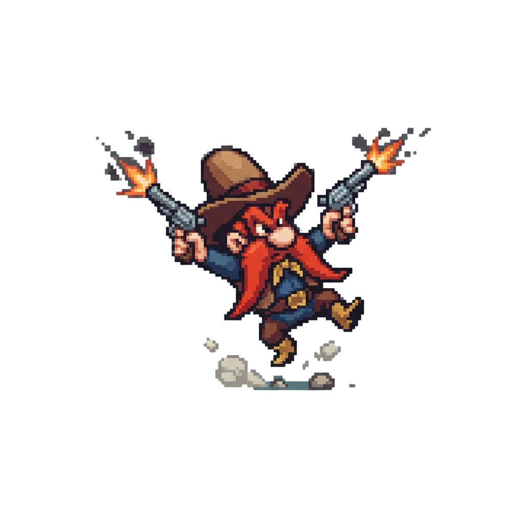 Yosemite Sam Bouncing Off the Ground From His Double-pistol Recoil