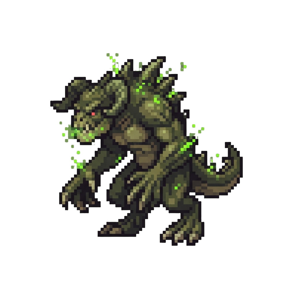 A Hulking Radioactive Deathclaw Emitting Green Sparks