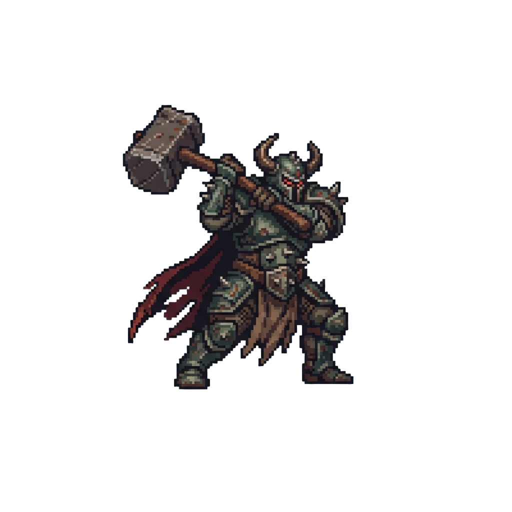 A Heavily Armored Mutant Warlord Swinging a Sledgehammer