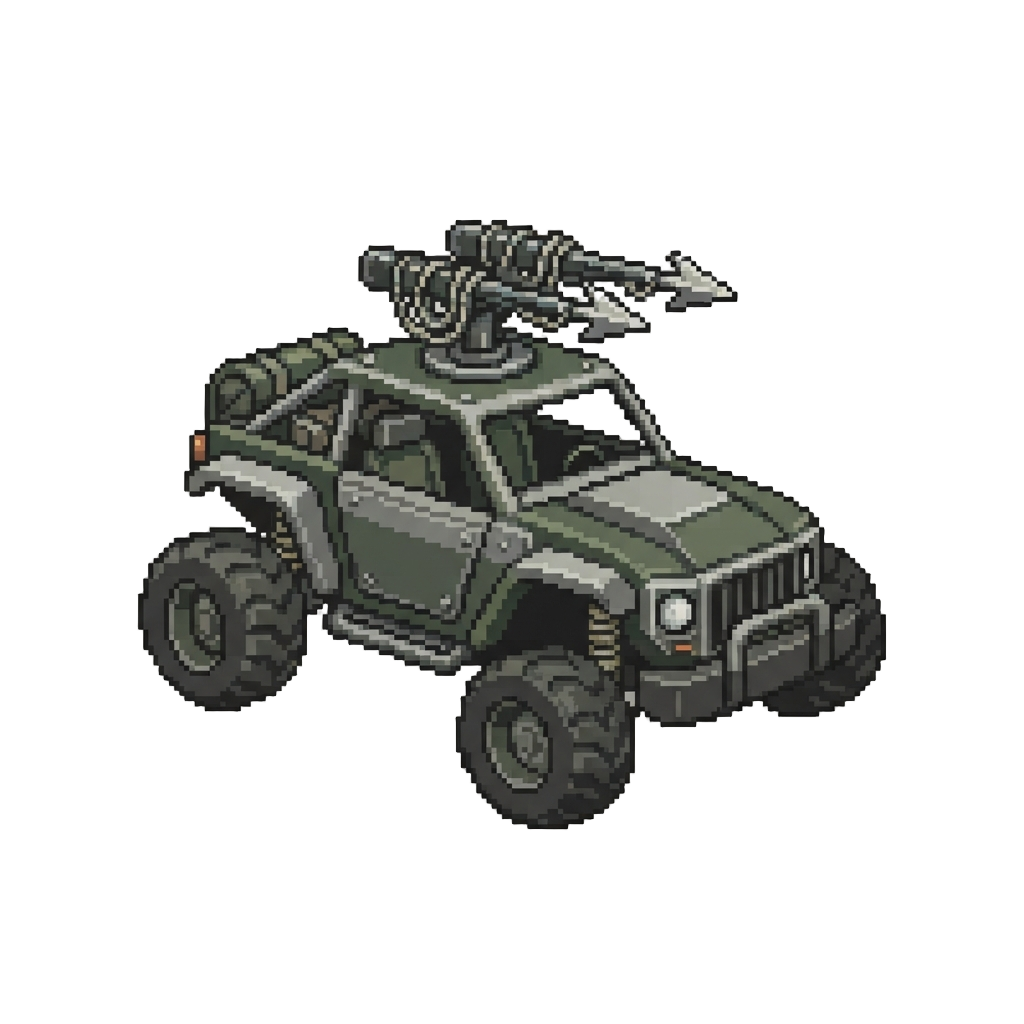 A Armored Buggy with Mounted Harpoon Guns