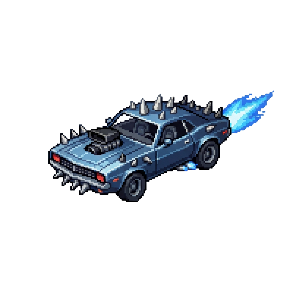 A Spiked V8 Muscle Car Blasting Nitrous Flame