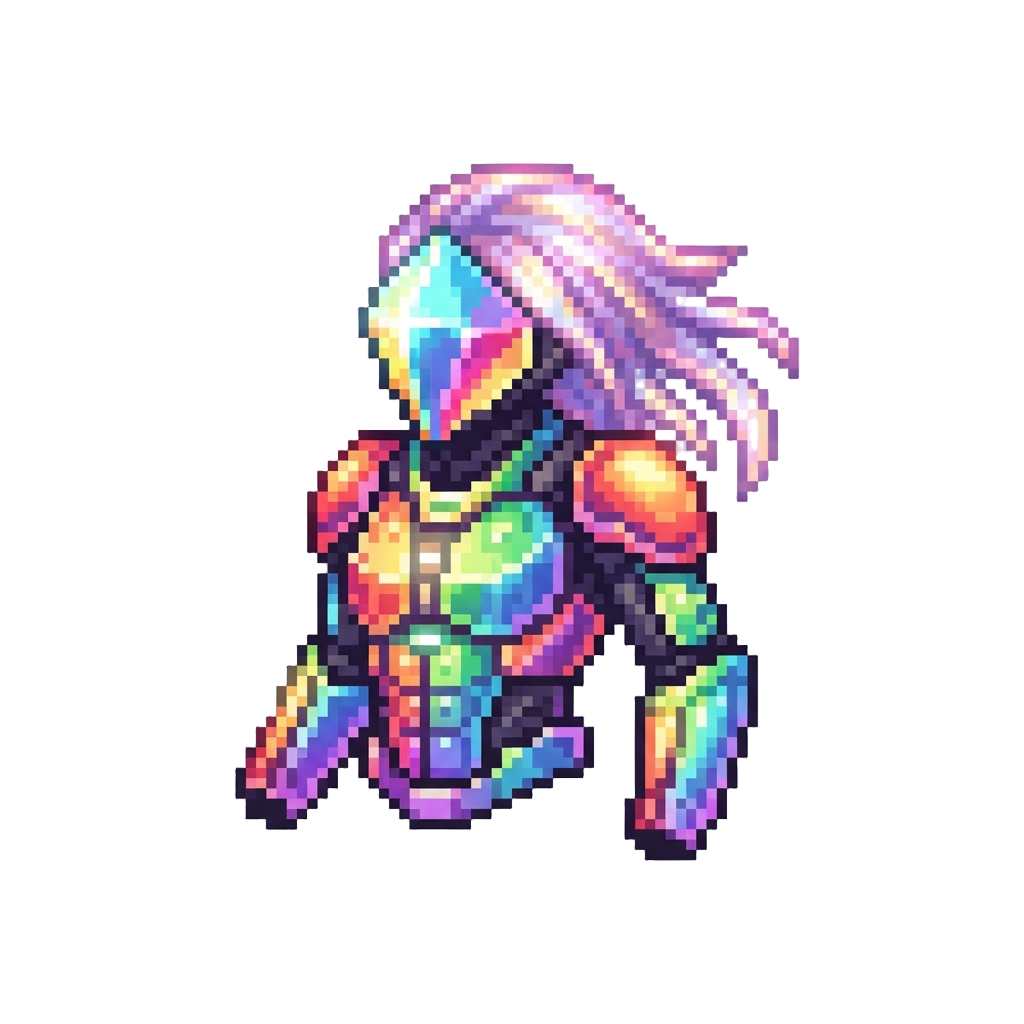 Rainbow Light Suit with Prism Mask and Glowing Iridescent Hair