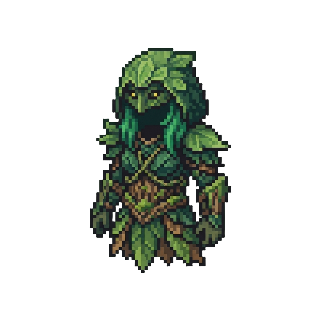 Forest Elemental Suit with Leafy Mask and Emerald Green Hair