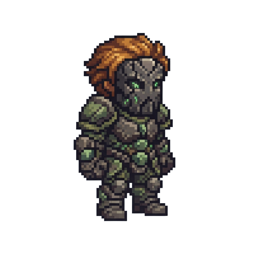 Earth Stone Suit with Bedrock Mask and Amber Brown Hair