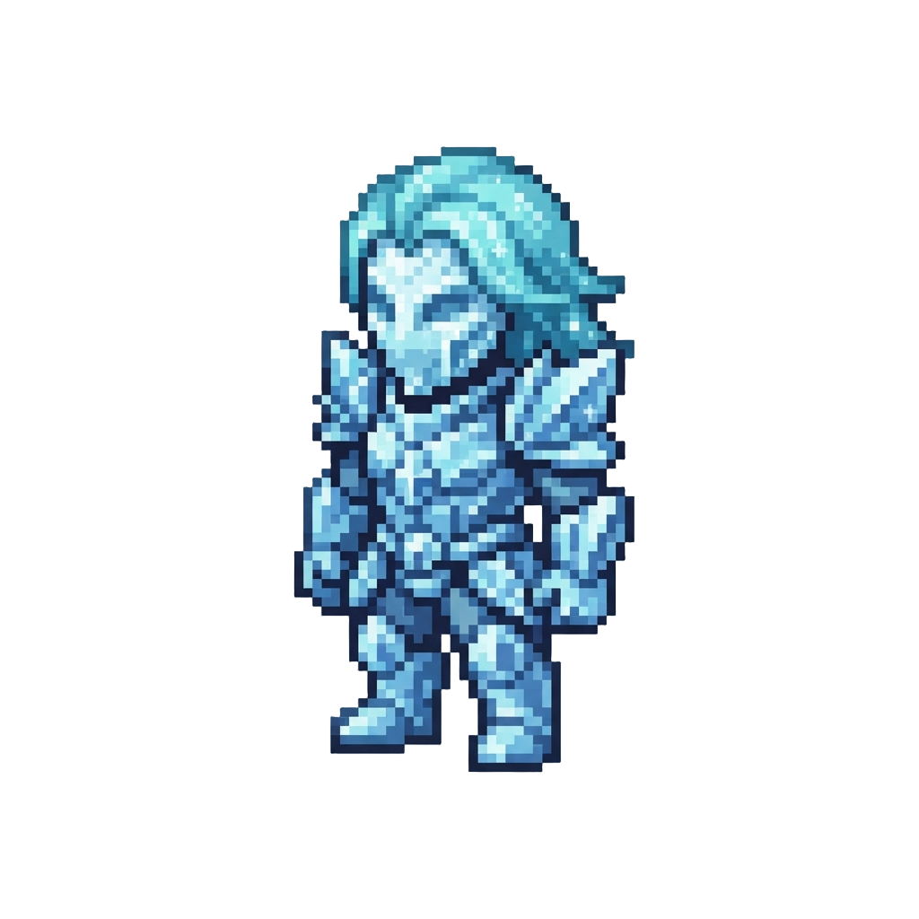 Ice Crystal Suit with Frozen Mask and Frosted Cyan Hair