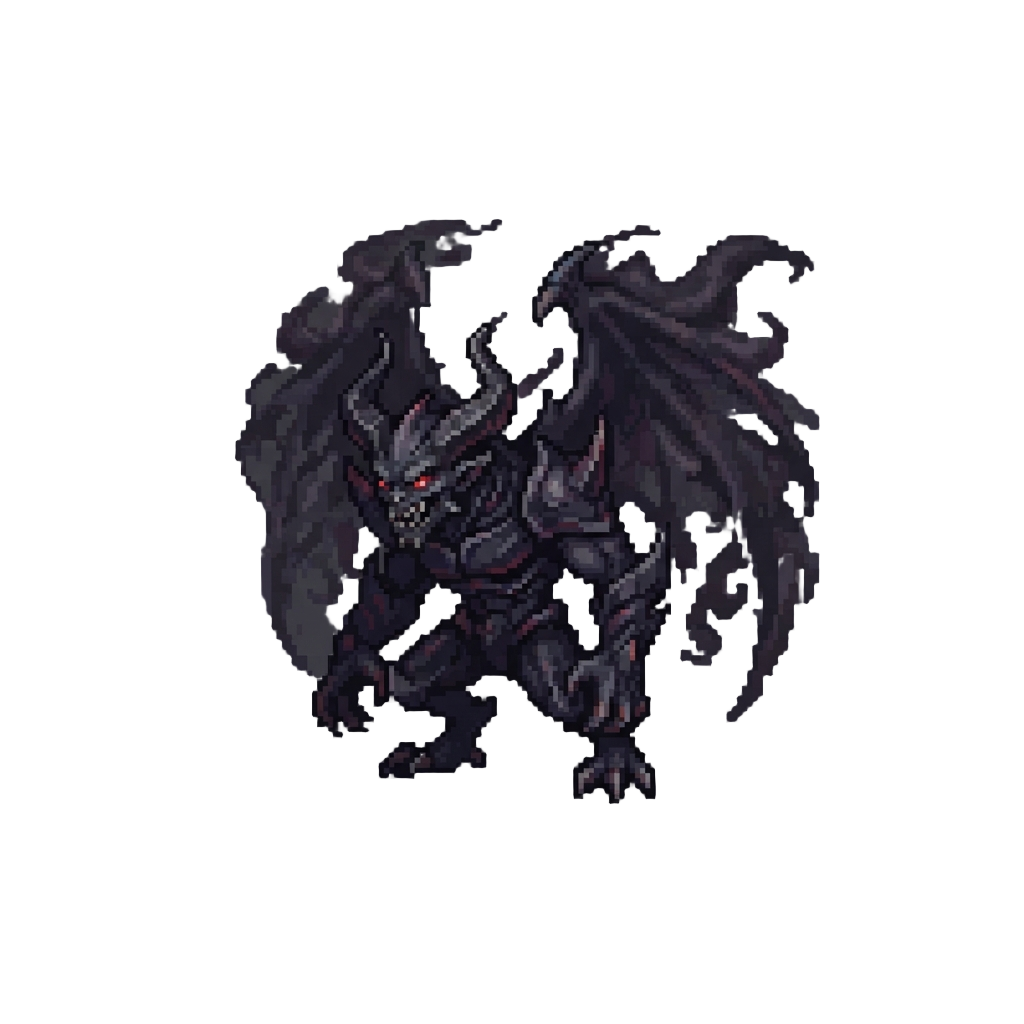 A Nightmarish Shadowy Demon with Giant Smoky Wings
