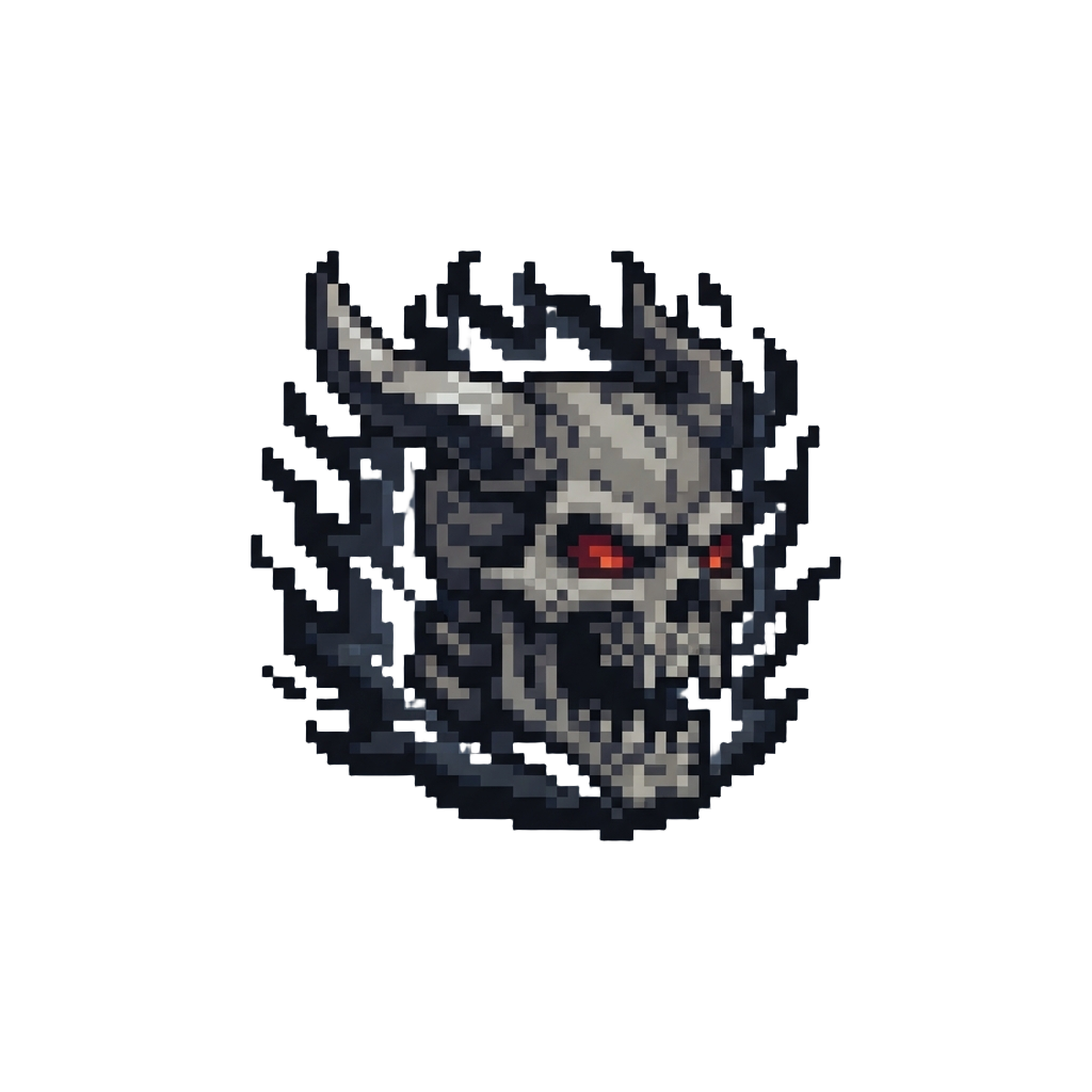 A Skeletal Dread-demon Radiating Black Flames
