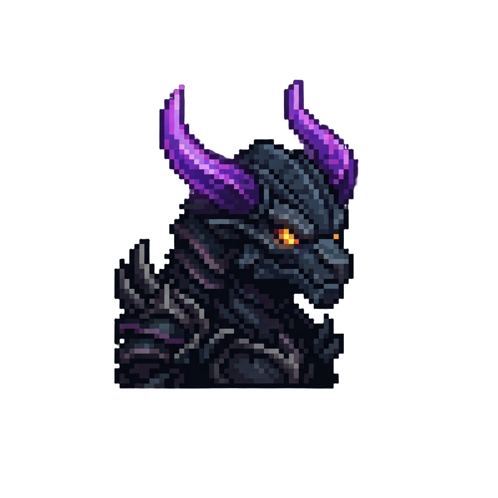 A Towering Shadow Beast with Glowing Purple Horns