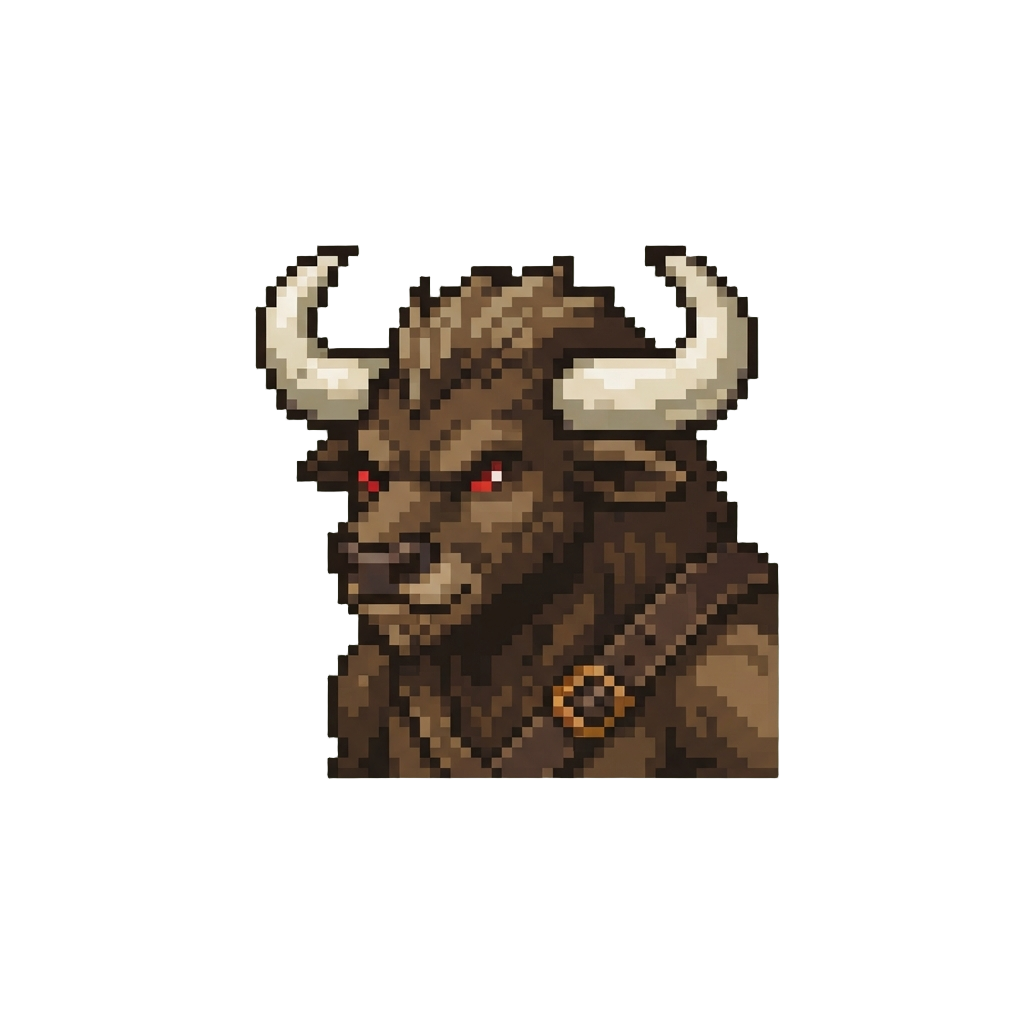 A Massive Feral Minotaur Beast with Horns of Bone
