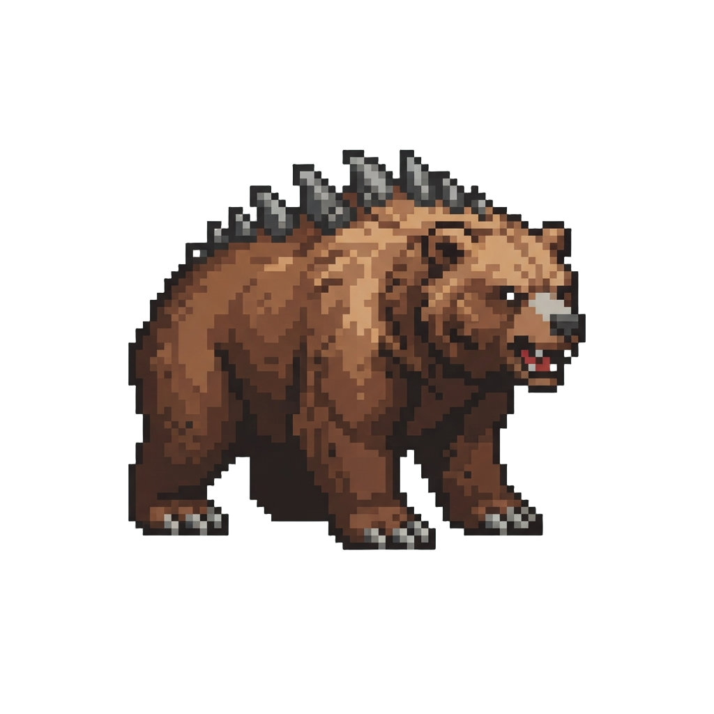 A Massive Monstrous Grizzly Bear with Spikes Along Its Spine