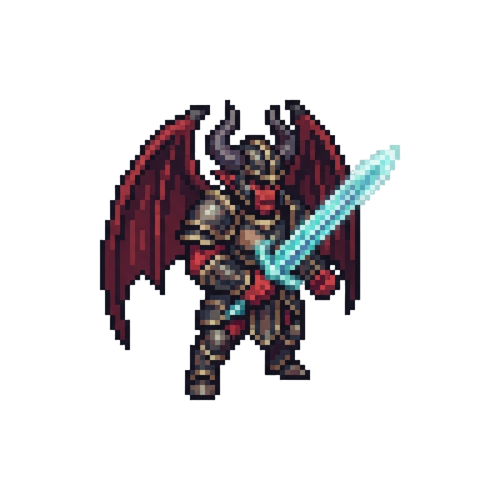 A Winged Infernal Warlord Holding a Spectral Blade
