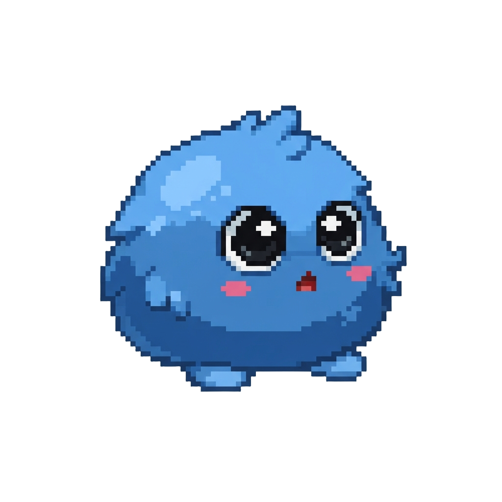 A Cute Fluffy Blob Monster with Oversized Eyes