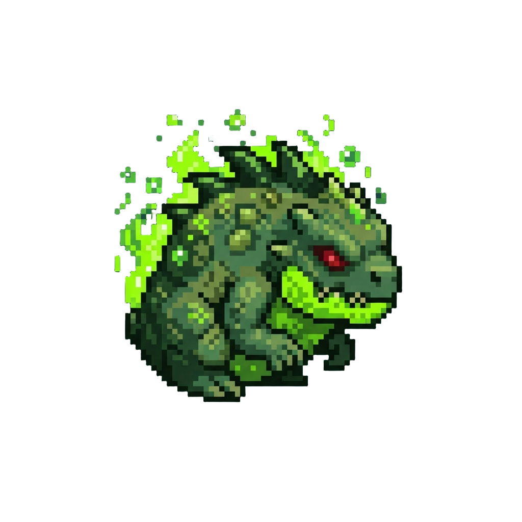A Toxic Acid Beast Sizzling with Neon Green Vapor
