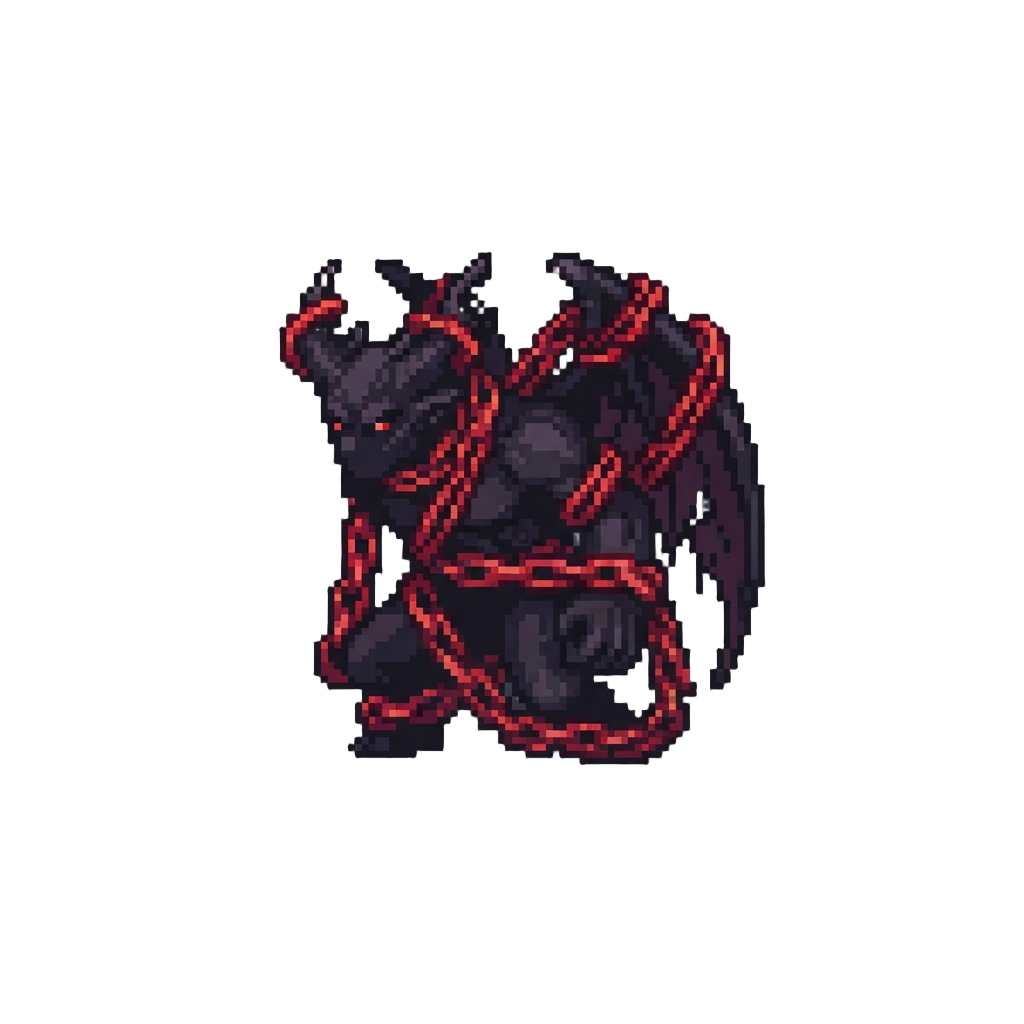 A Shadow Archdemon Wrapped in Crimson Chains