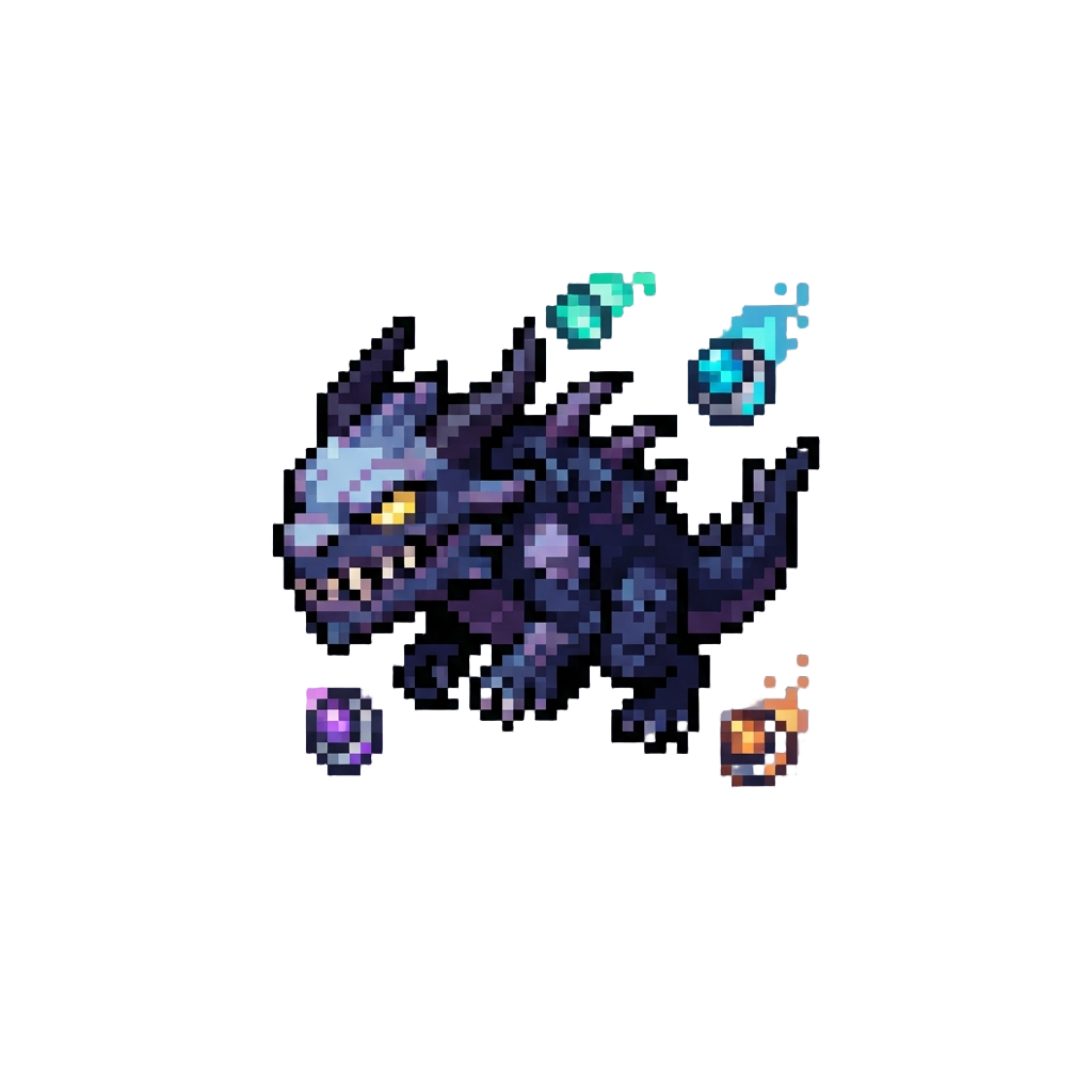 A Dark Cosmic Beast Surrounded by Levitating Alien Orb Tech