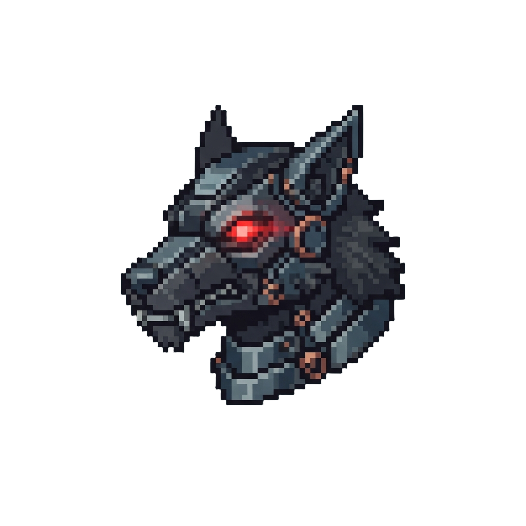 A Ferocious Cybernetic Werewolf with Glowing Red Optics