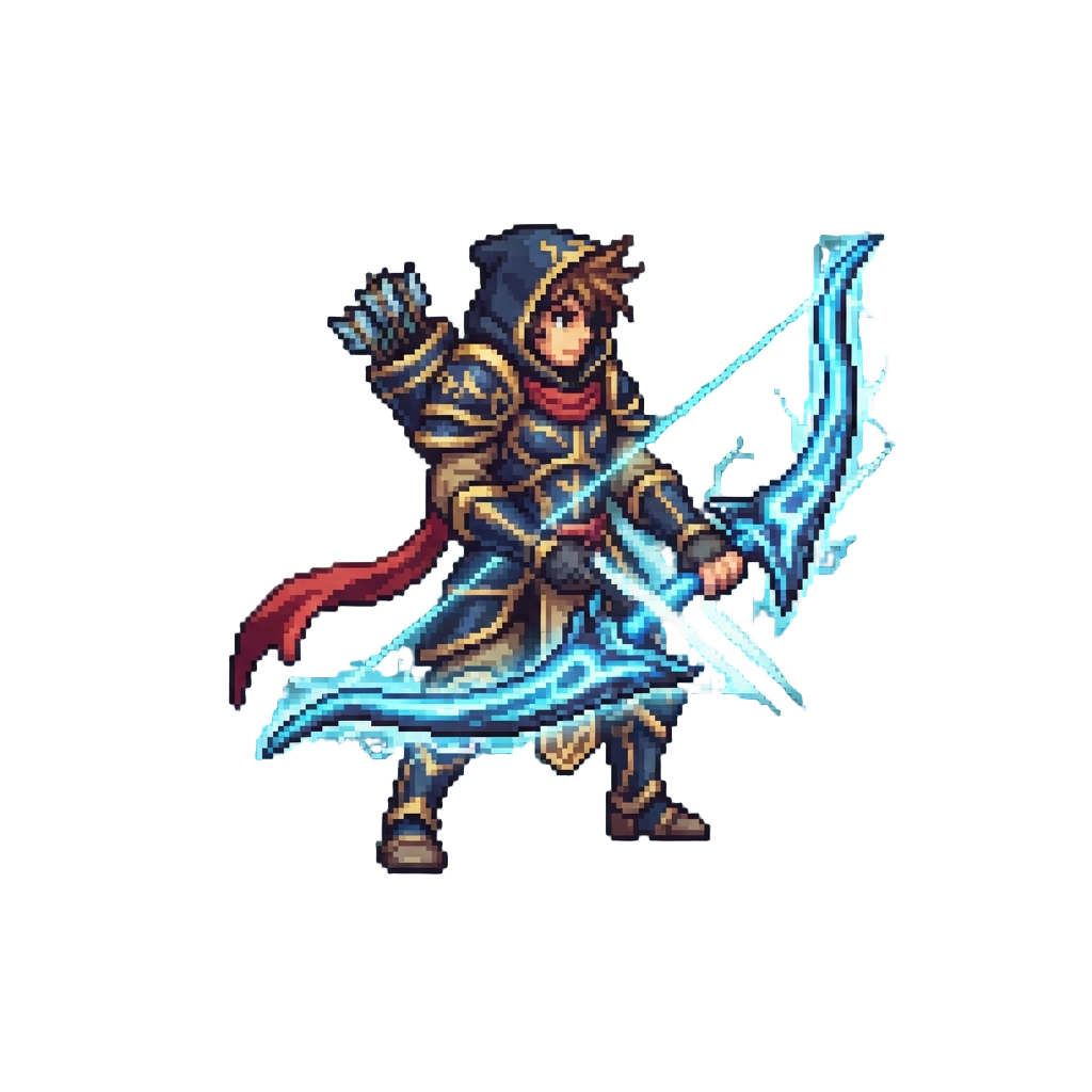 An Archer Champion Form Equipped with a Gigantic Glowing Energy Bow