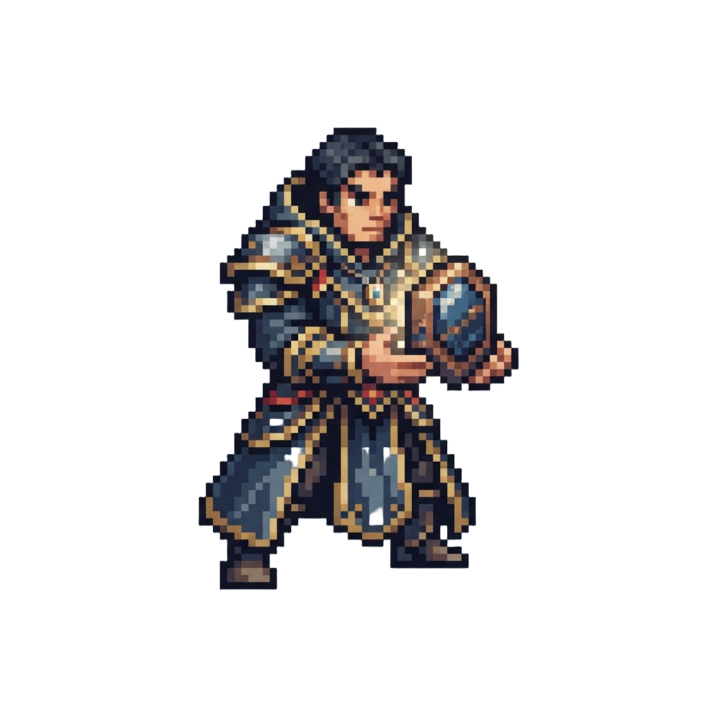 A Summoner Warrior Form Holding a Glowing Artifact Talisman