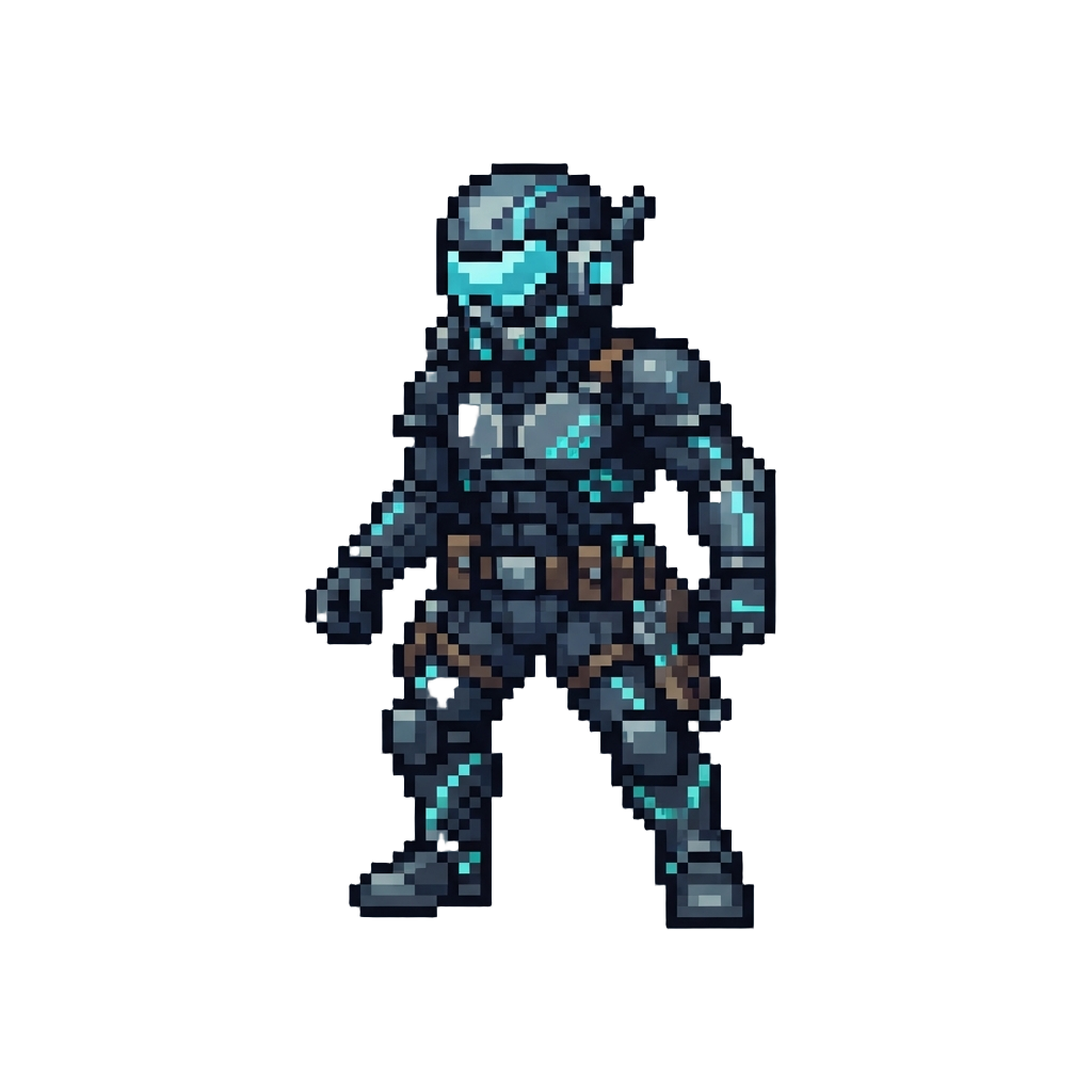 A Sharp Futuristic Agent Form with Glowing Cyber Suit and Tactical Gear
