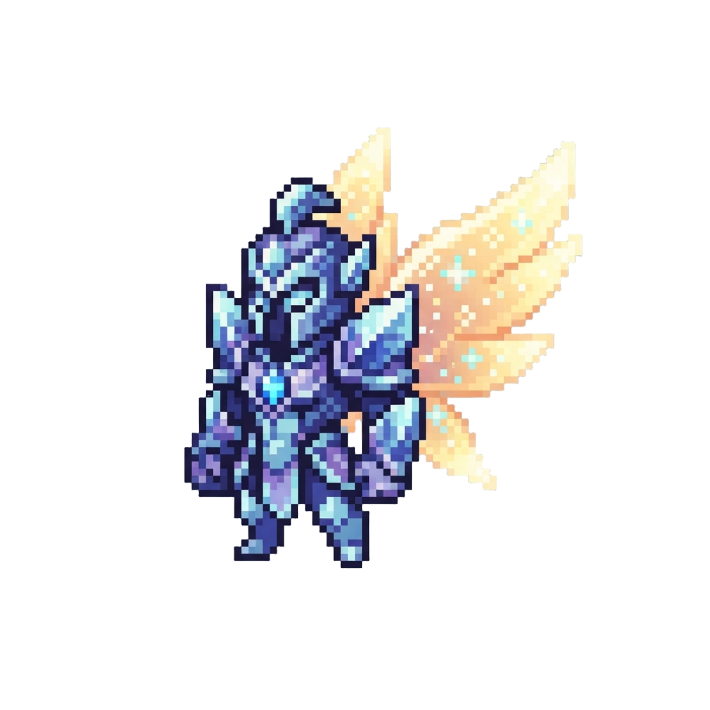 A Cosmic Celestial Guardian Form with Glowing Star Wings and Crystal Armor