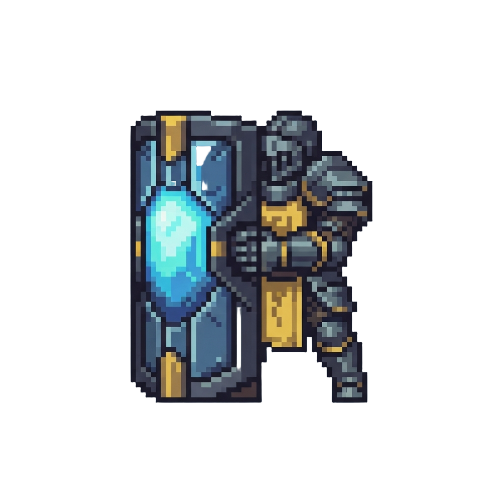 A Defender Form Carrying an Oversized Glowing Energy Tower-shield