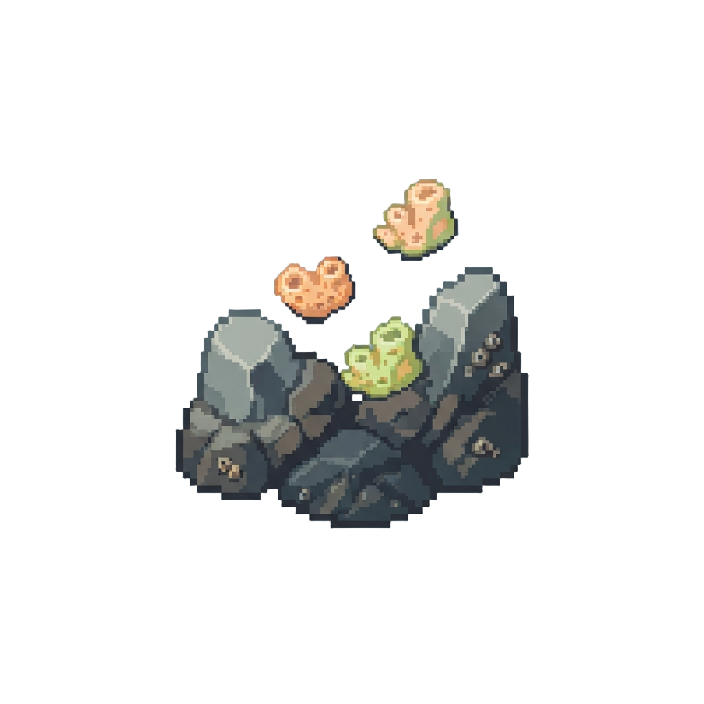 A Quiet Rocky Coastline with Strange Floating Sea-sponges