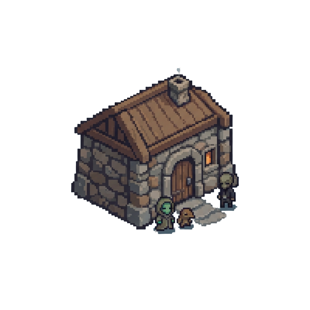 An Old Stone Trading Post with a Few Sleepy Alien Merchants
