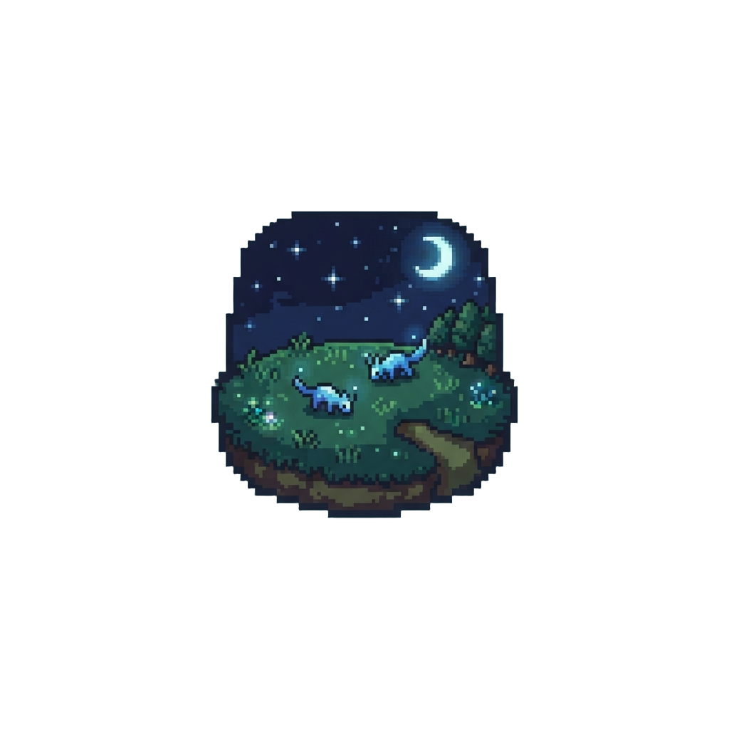 A Tranquil Starlit Meadow with Peaceful Luminescent Grazers