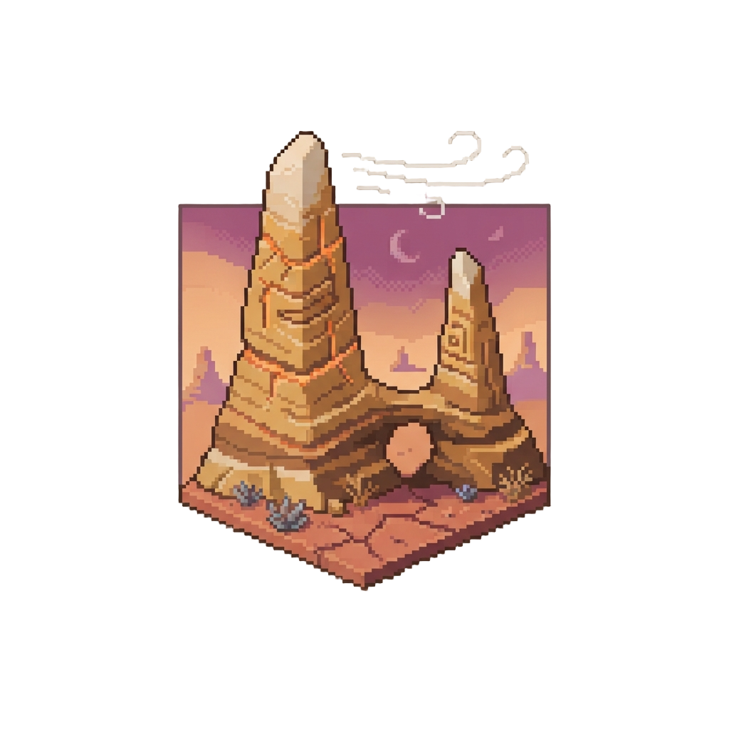 An Arid Alien Badland with Tall Carved Spires and Gentle Breeze