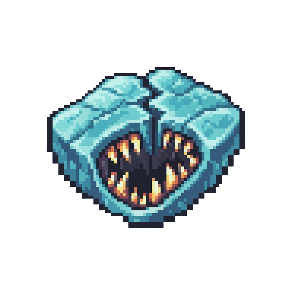 A Frozen Lake Cracking Open Over an Abyss of Glowing Teeth