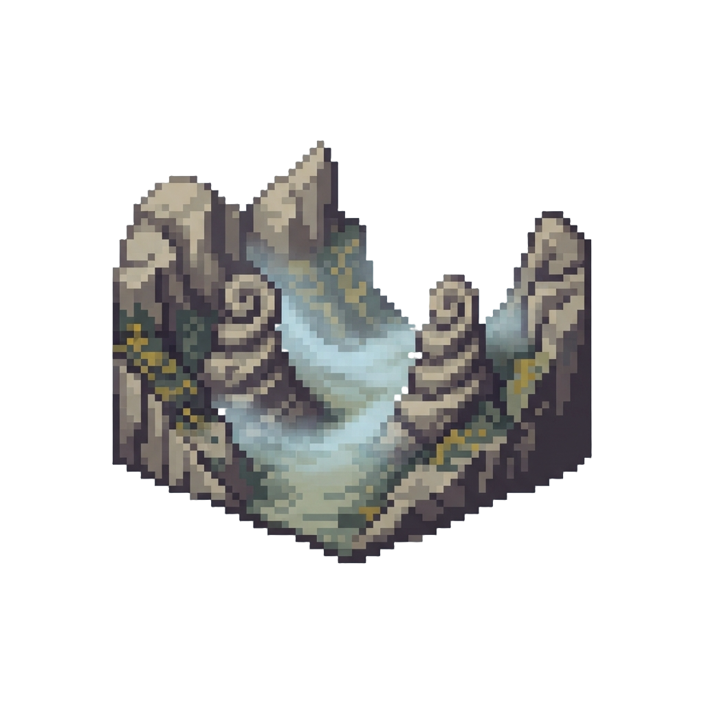 A Misty Valley with Strange Spiral Rock Formations
