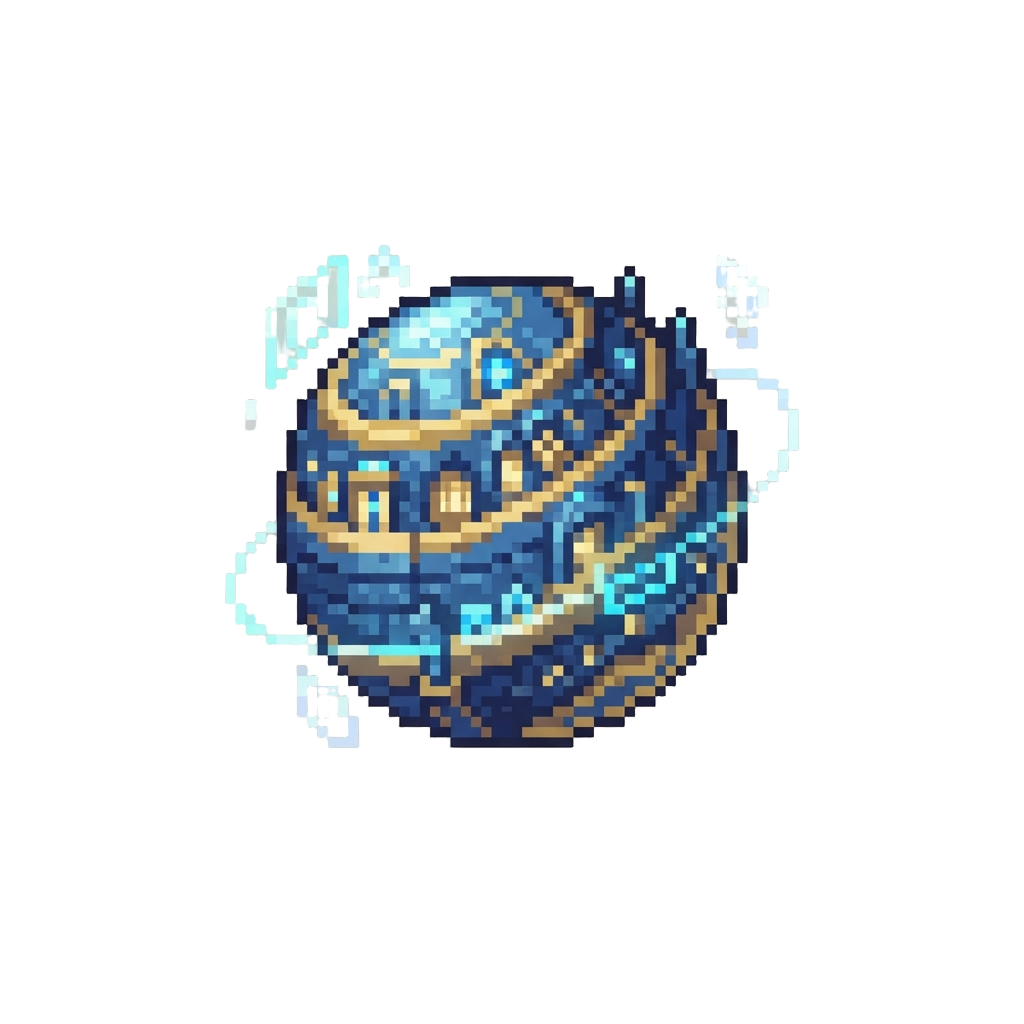 An Ancient Peaceful Library Planet with Floating Holographic Guides