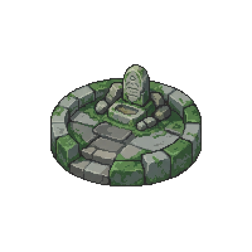 A Quiet Mossy Stone Plaza From an Ancient Forgotten Outpost