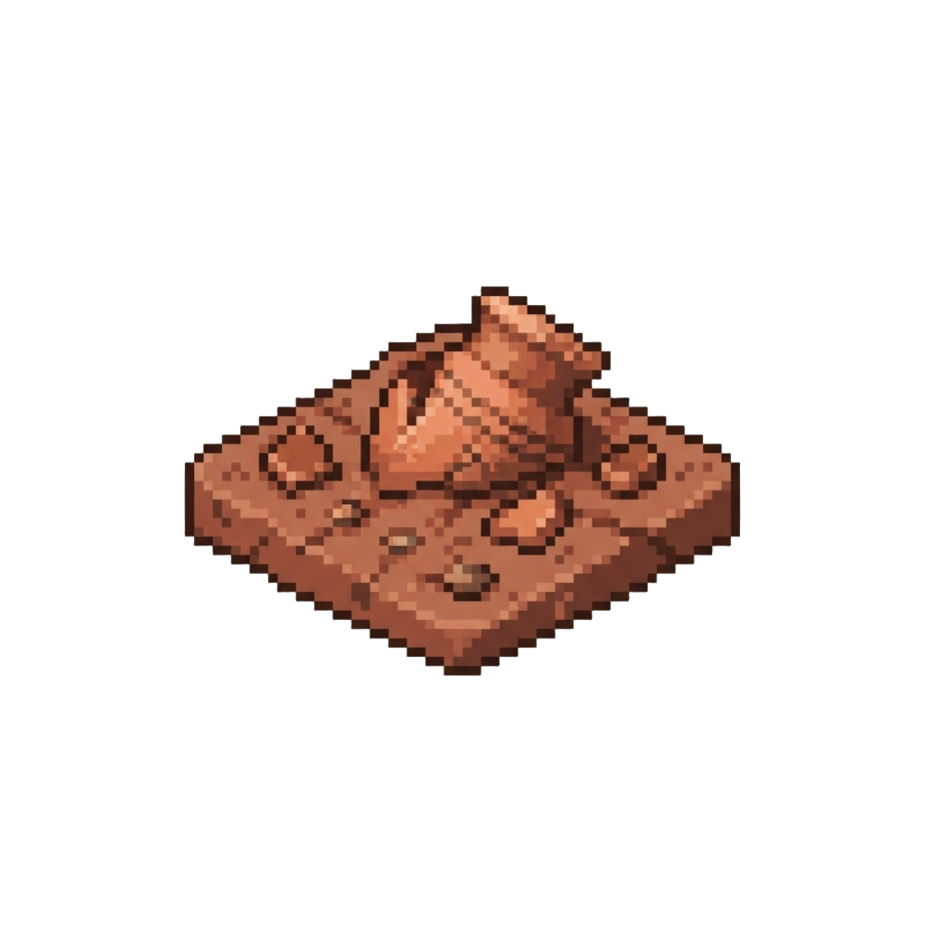 A Quiet Red Clay Plain with Scattered Ancient Pottery