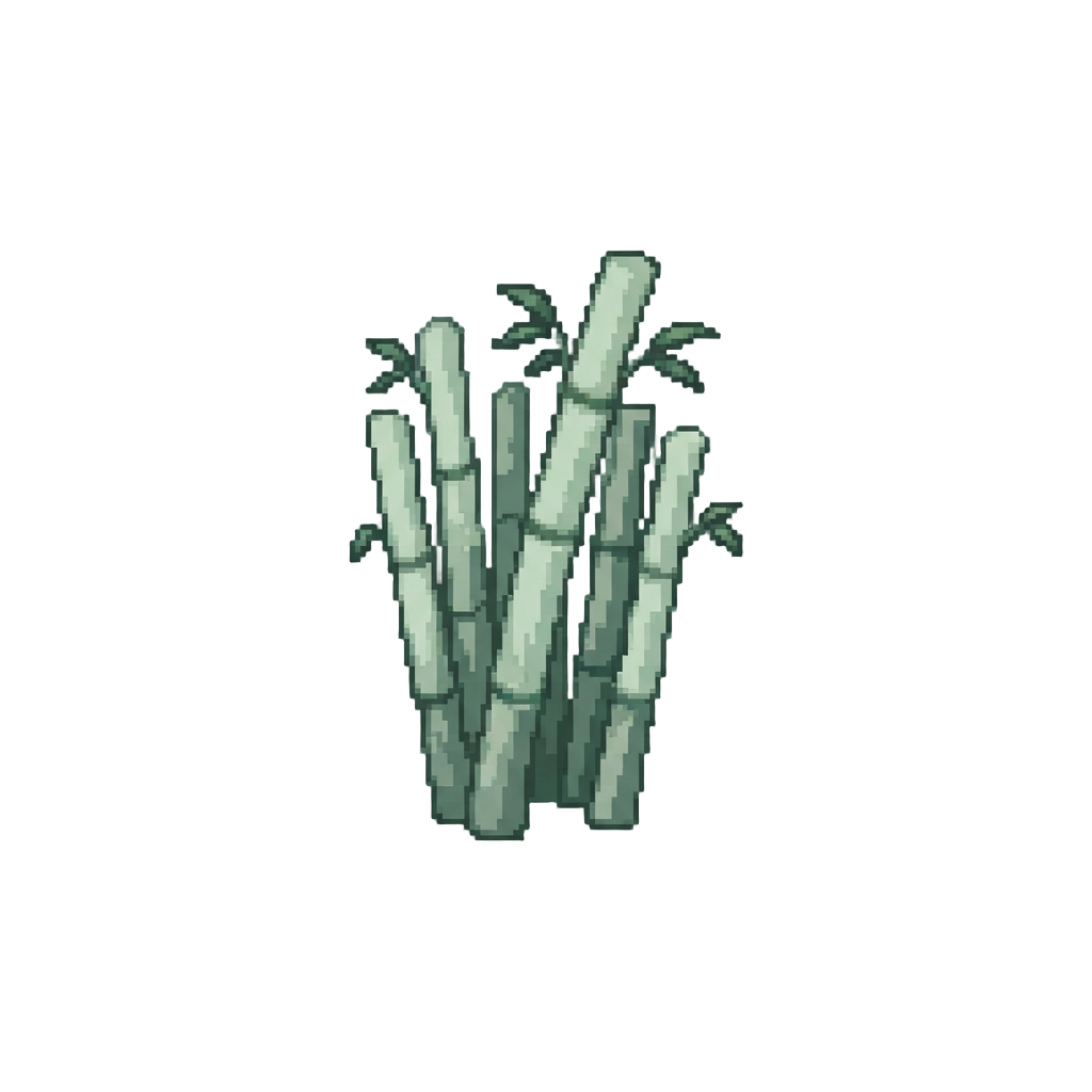 A Cool Misty Forest of Tall Pale Bamboo-like Stalks