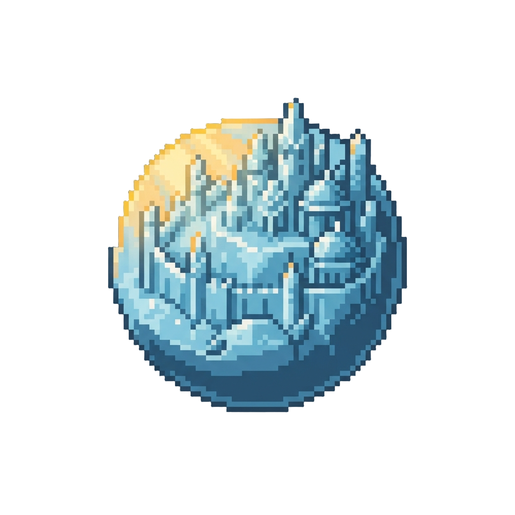 A Glittering Ice Palace Planet Illuminated by Warm Golden Sunbeams