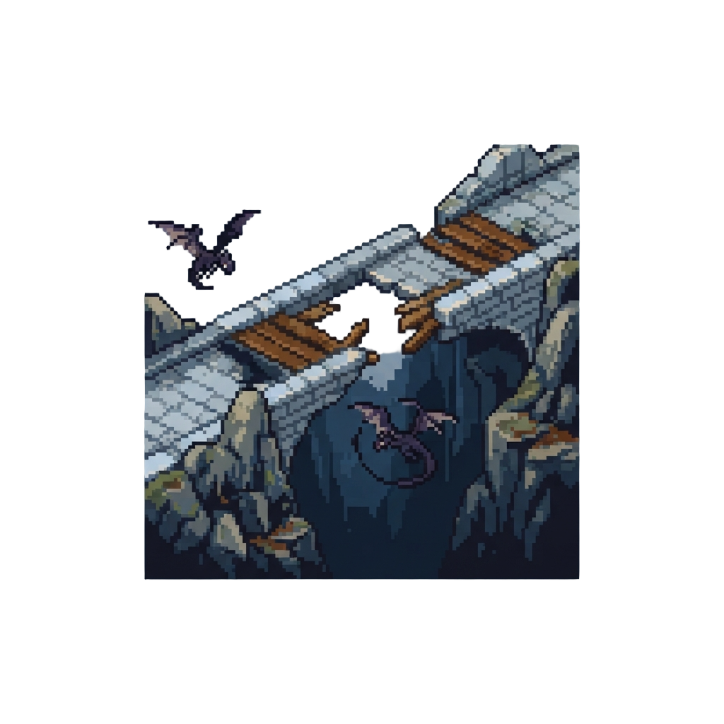A Crumbling Sky-bridge Over a Bottomless Abyss with Swooping Predators