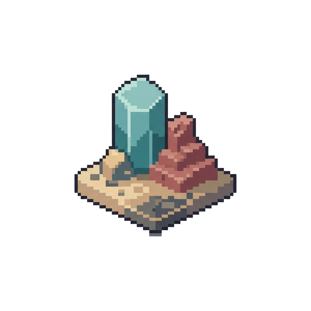 A Calm Gravel Desert with Strange Natural Geometric Pillars