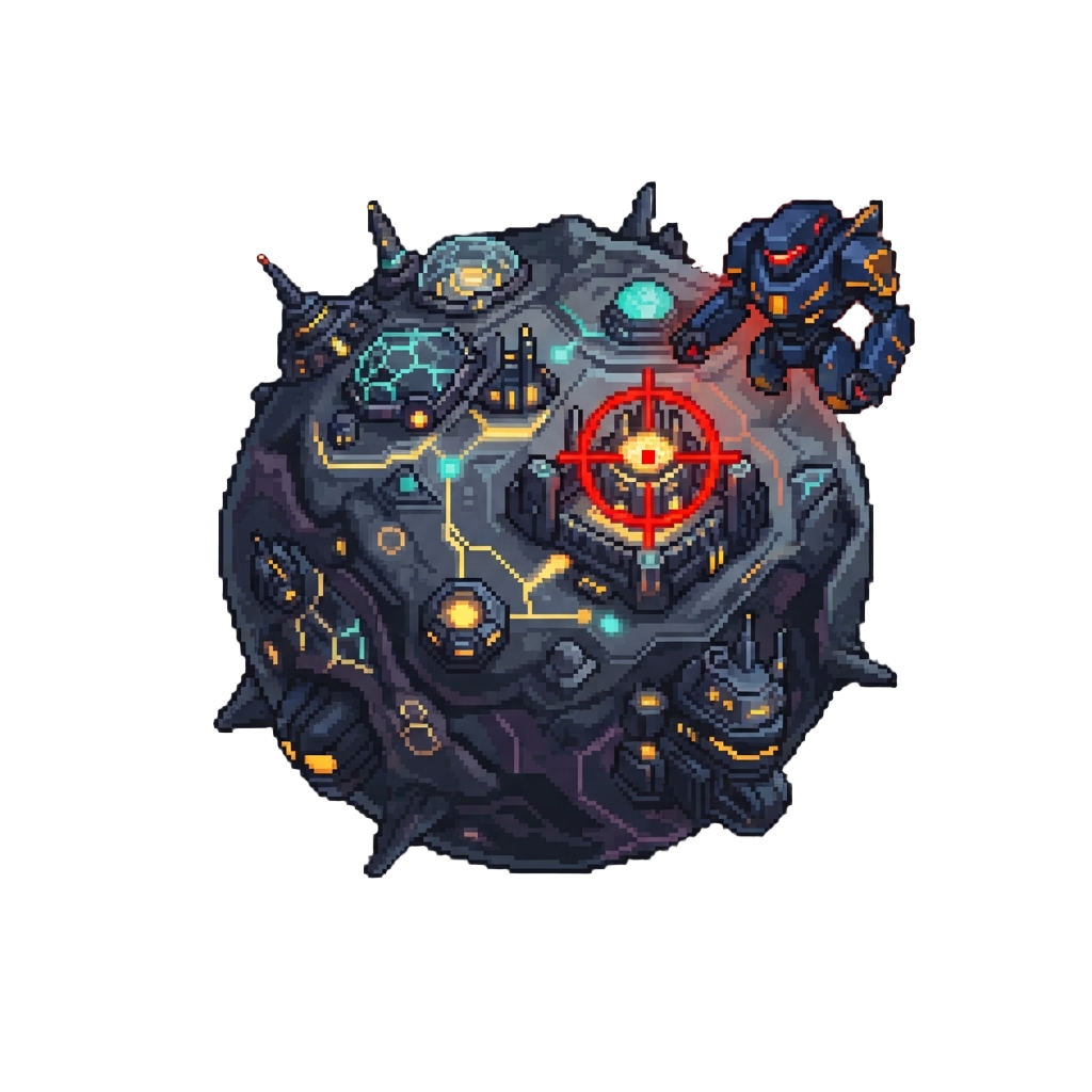 A High-tech Fortress Alien Planet with Hostile Security Droids Lock-on Target