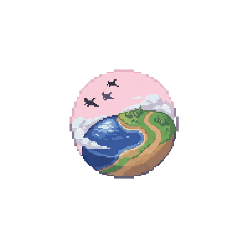 A Tranquil Dawn World Under Soft Pink Skies with Flying Manta Rays