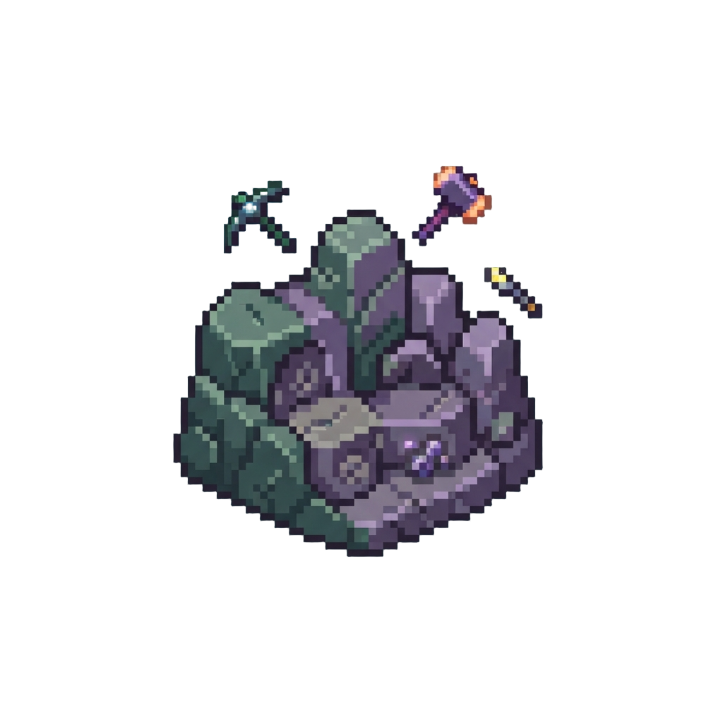 A Quiet Alien Stone Quarry with Idle Floating Tools