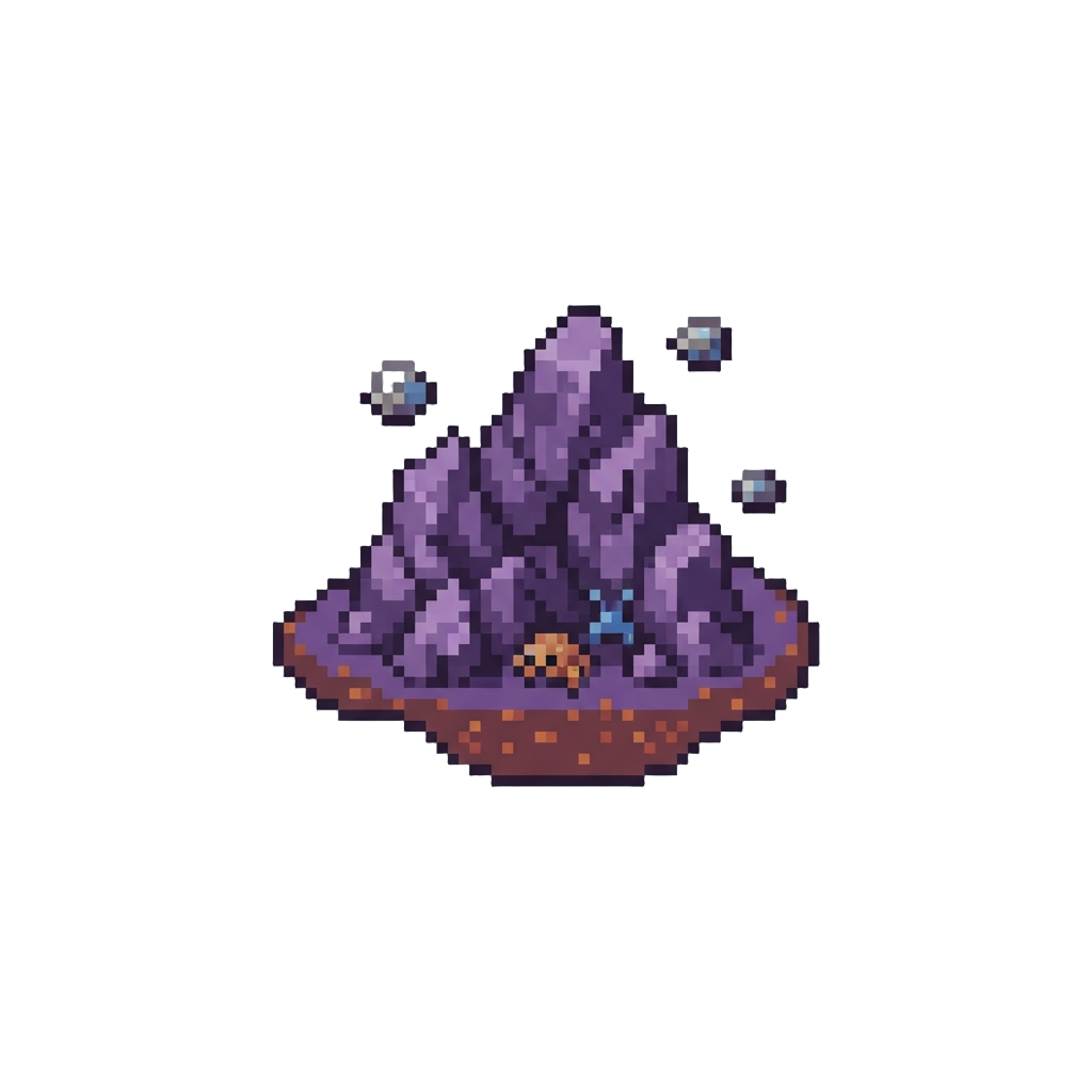 A Rocky Purple Alien Badland with Strange Floating Pebbles and Tiny Harmless Critters