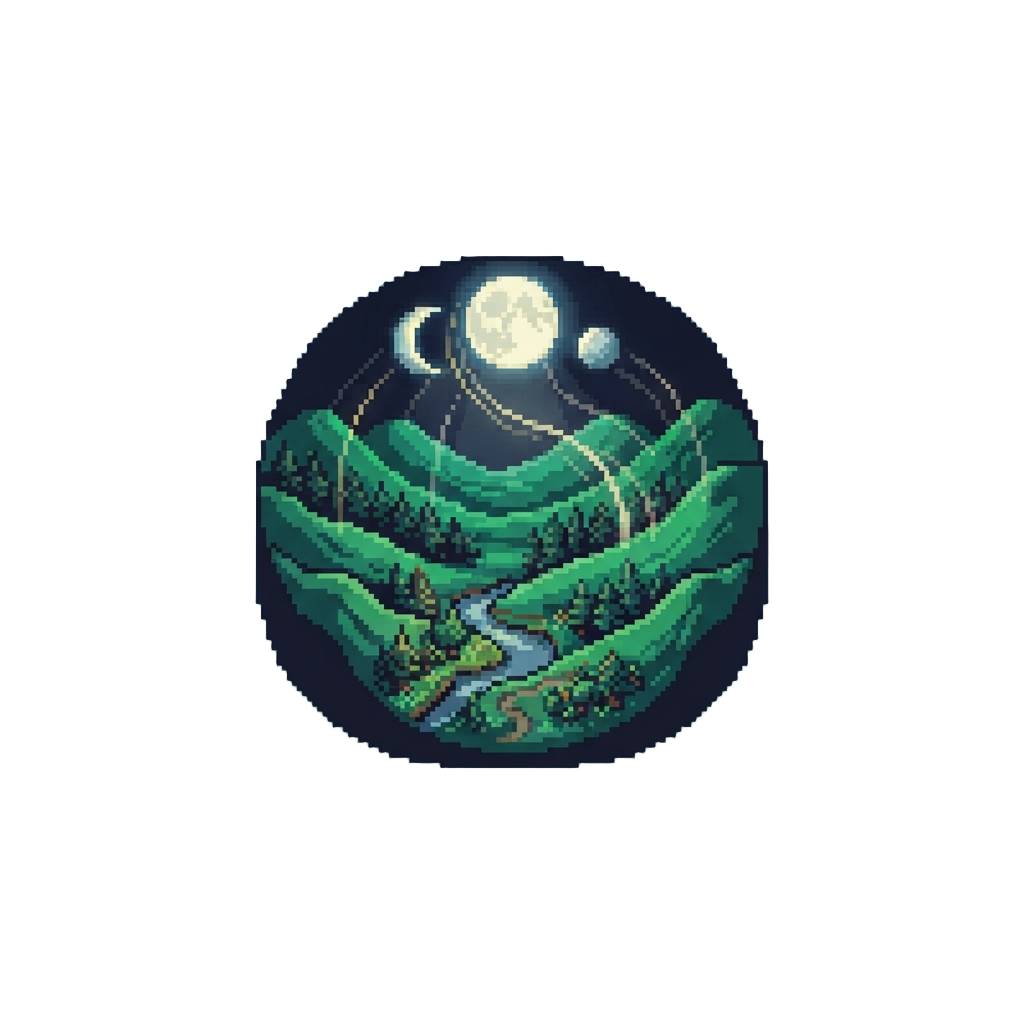 A Tranquil Emerald Valley Under Triple Moons with Graceful Floating Rays