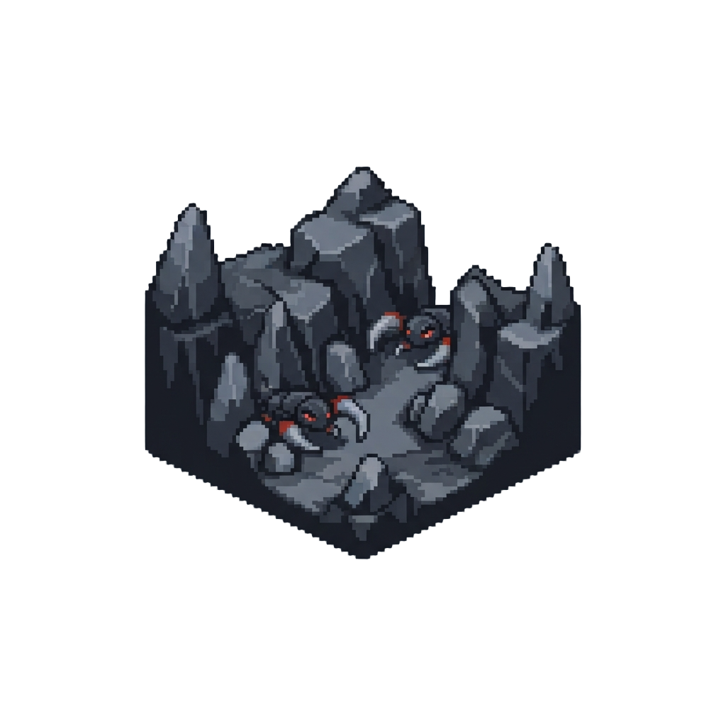 A Jagged Obsidian Canyon with Ambushing Razor-clawed Stalkers